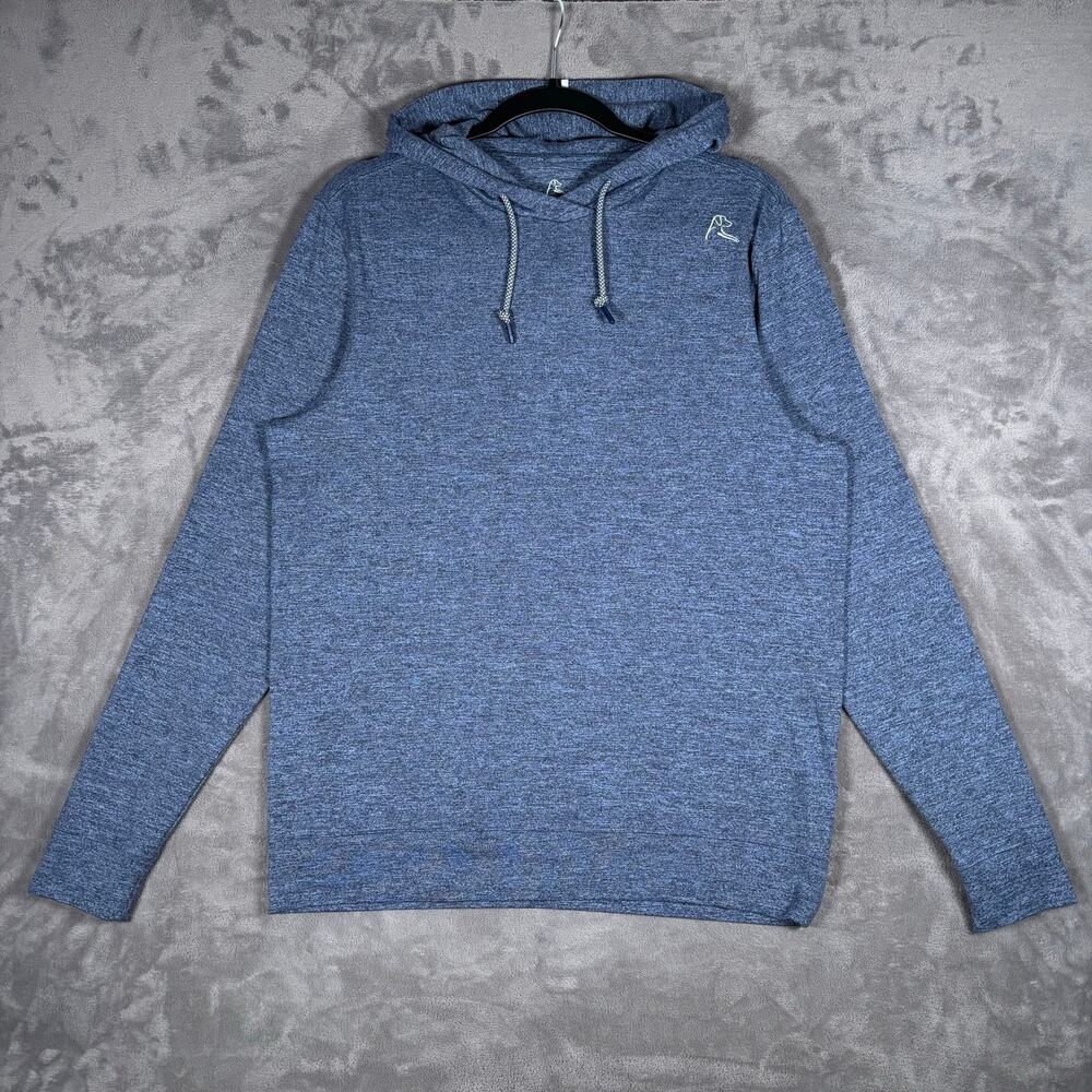 Men’s Rhoback Performance Pullover Hoodie Blue Heather Stretch Size Small